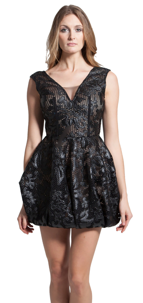 Black lace mesh bubble dress