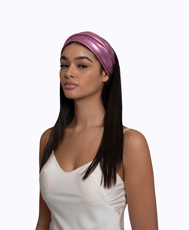 Metallic Pink Vegan Leather Headband