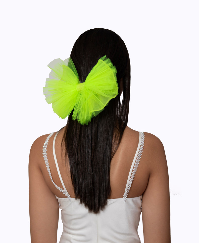 Neon Green Knot Bow Clip Shoelace Accessory