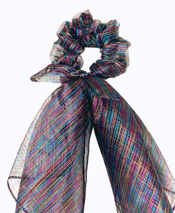 Multicolour Metallic Stripe Scarf Scrunchie