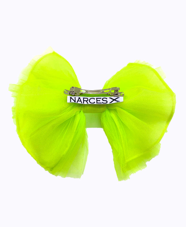 Ruffled Neon Tulle Bow Hair Clip