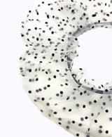 Black Polka Dot White Tulle Ultra Scrunchie